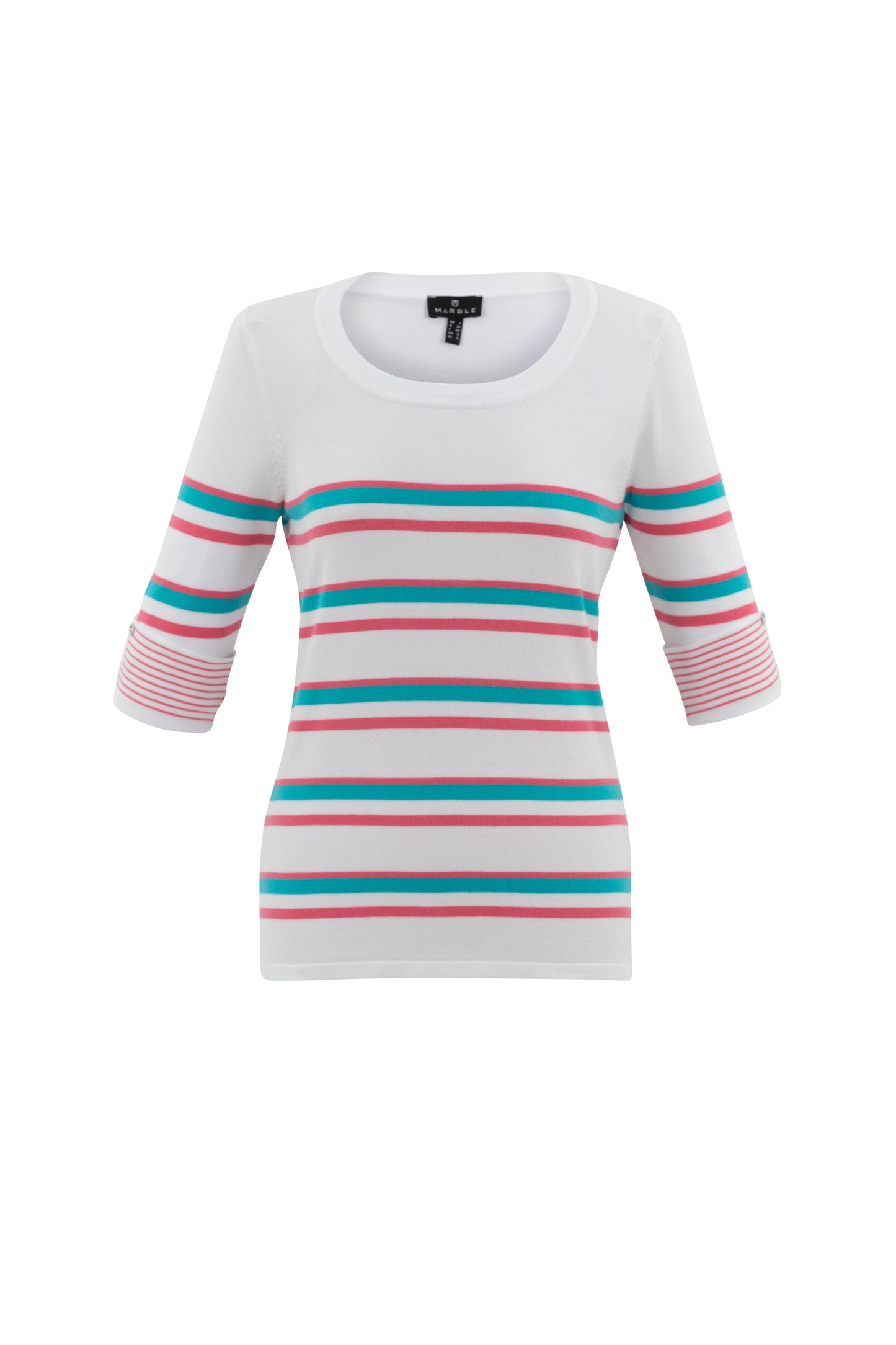 Ladies White Stripe Top