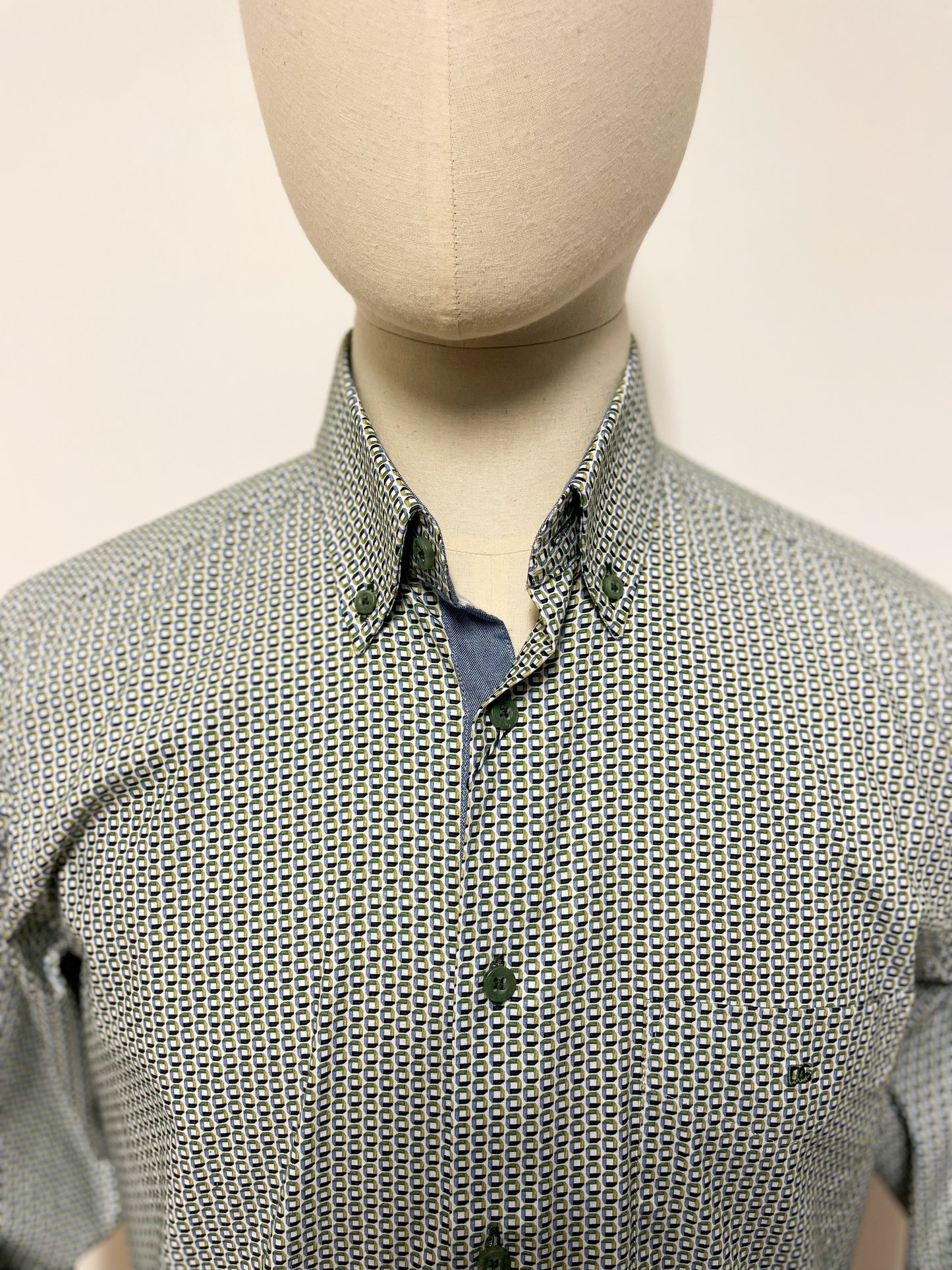 Green Geo Print Long Sleeve Shirt