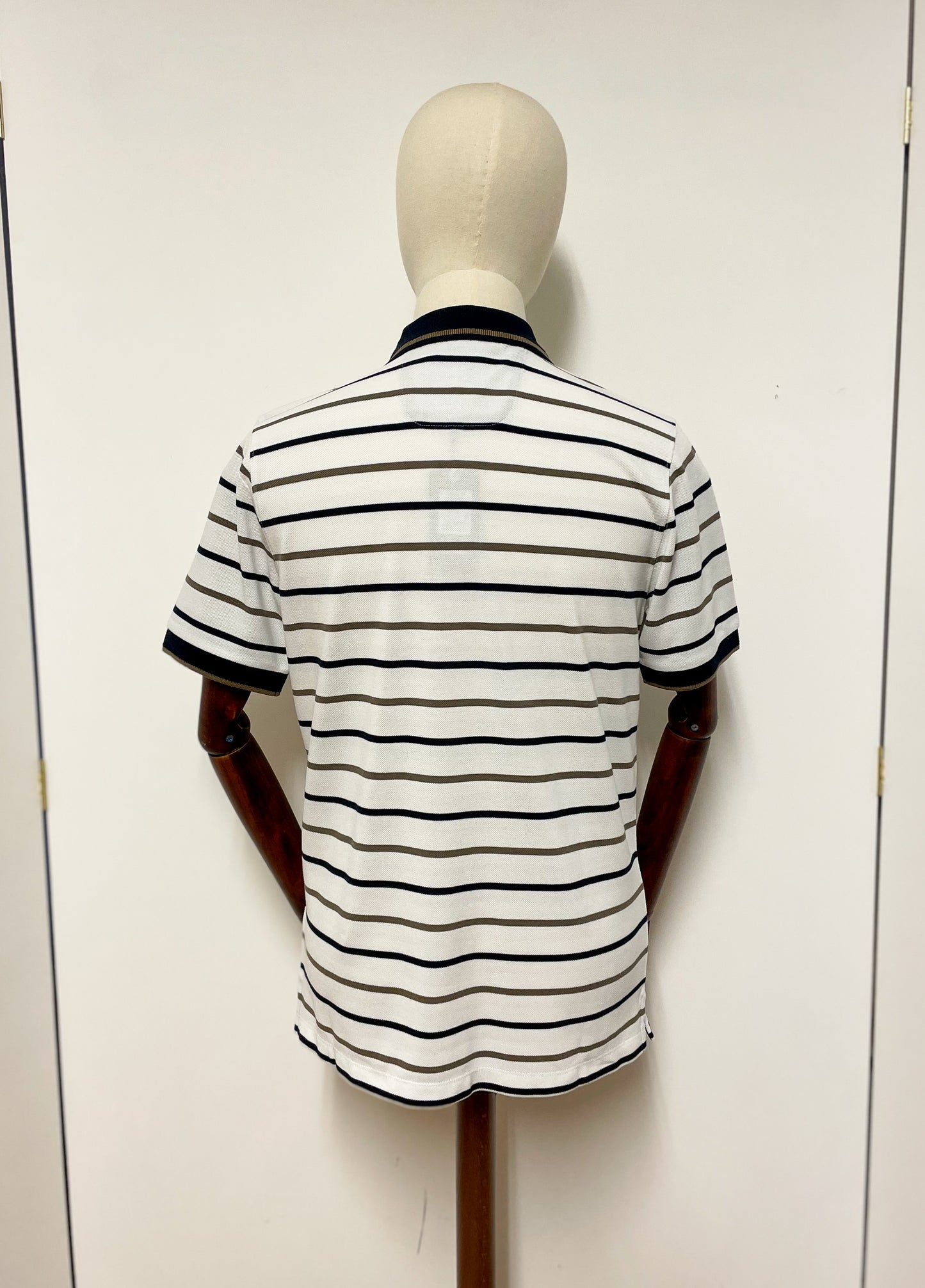 Navy and Taupe Stripe Polo