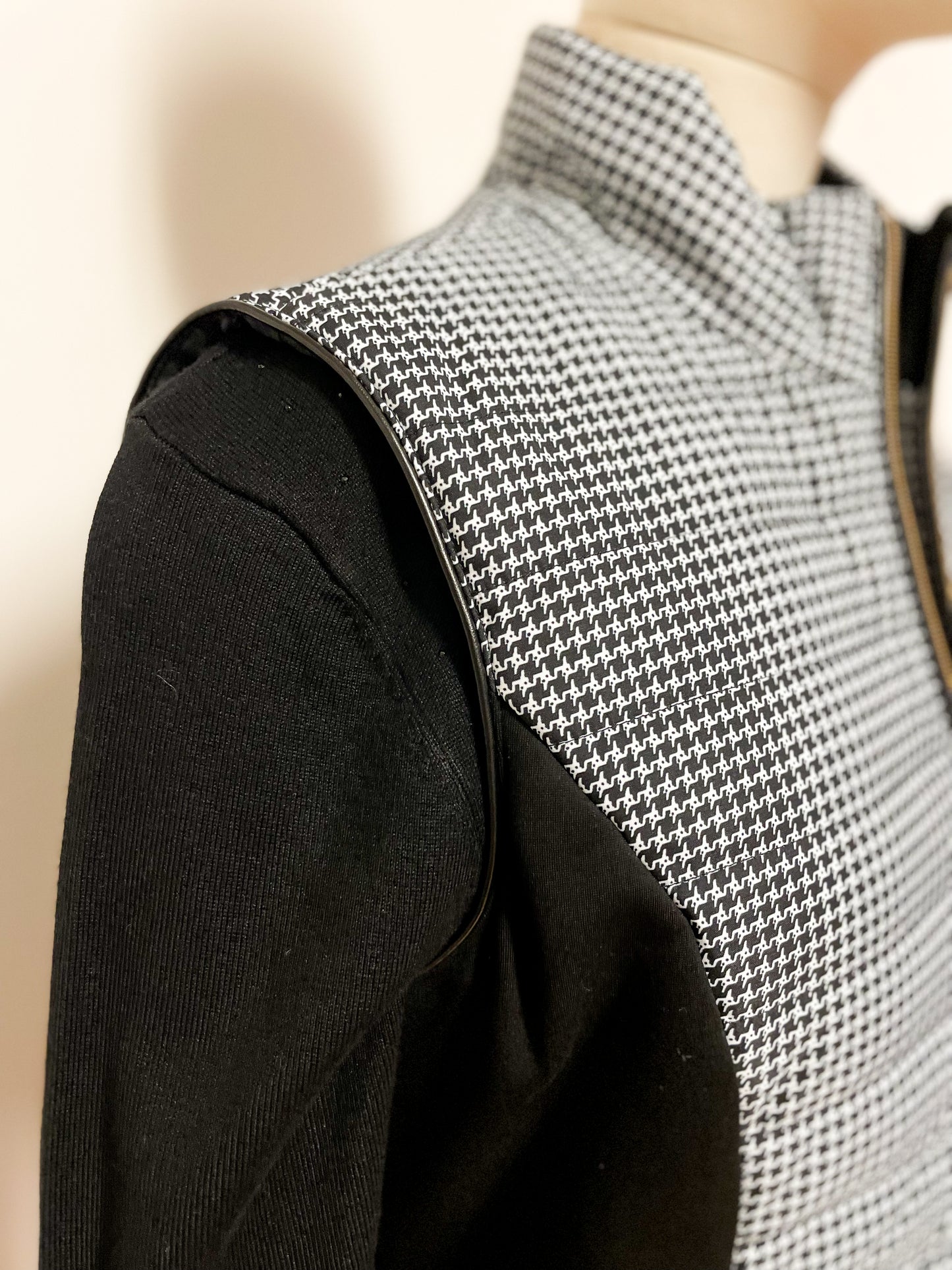 Black Dogtooth Padded Gilet