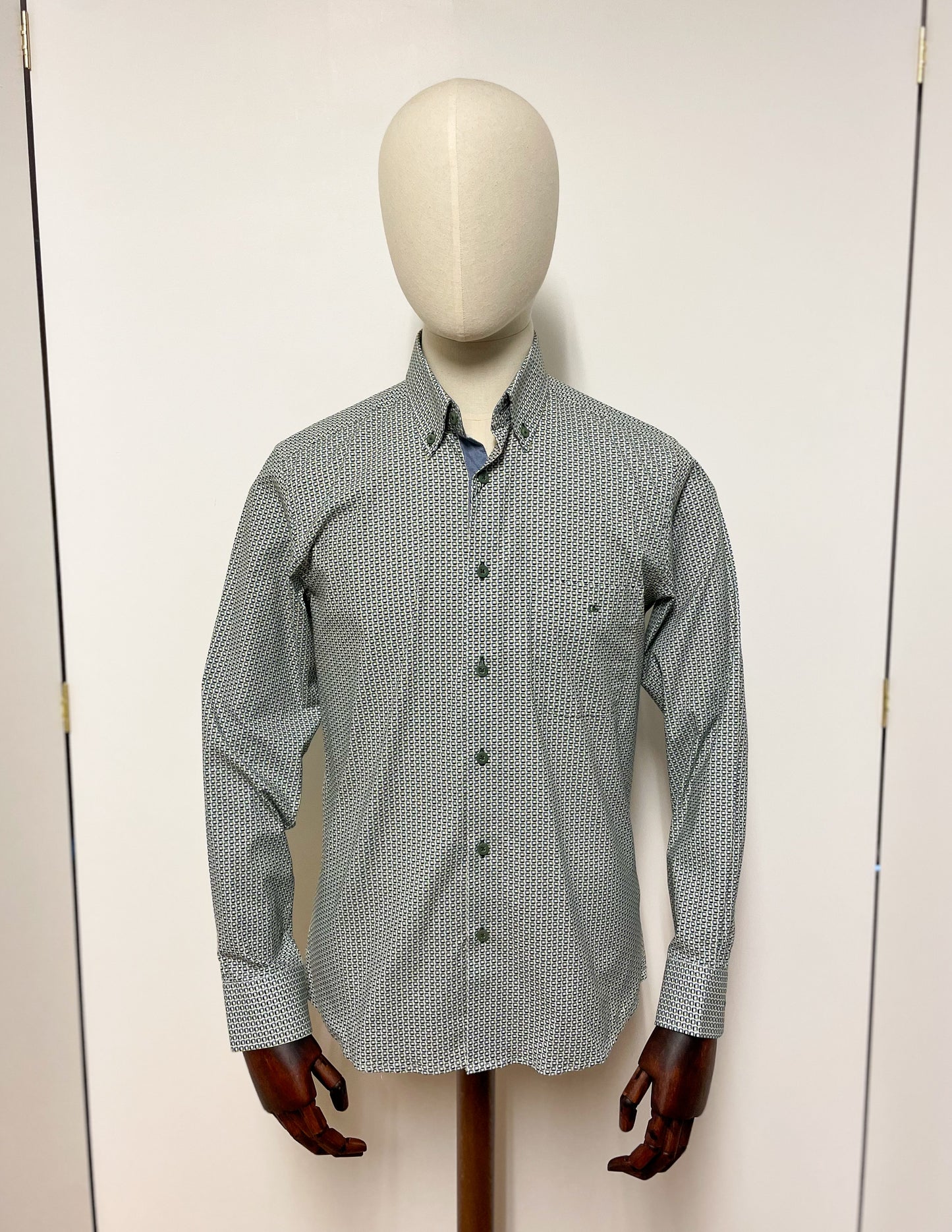 Green Geo Print Long Sleeve Shirt