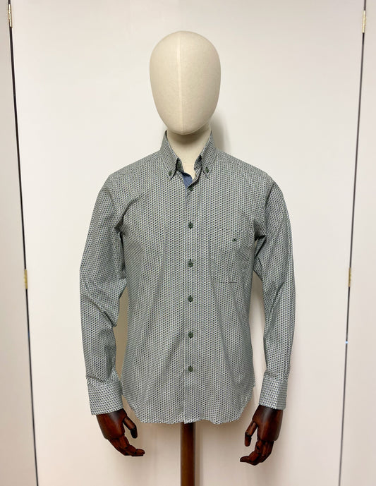 Green Geo Print Long Sleeve Shirt