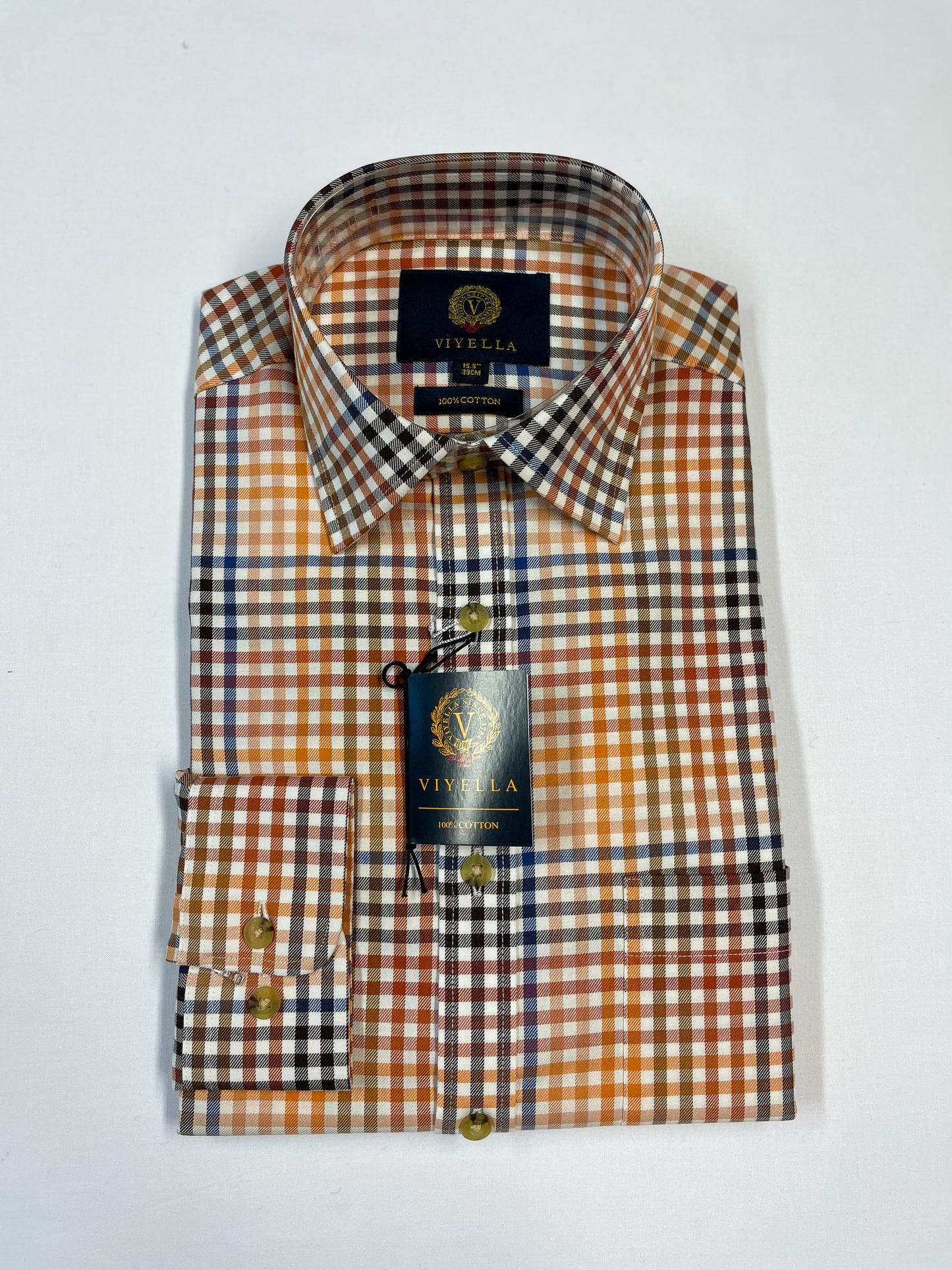 Orange and Brown Check Shirt