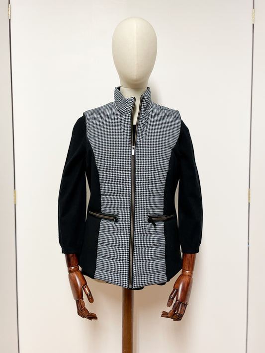 Black Dogtooth Padded Gilet