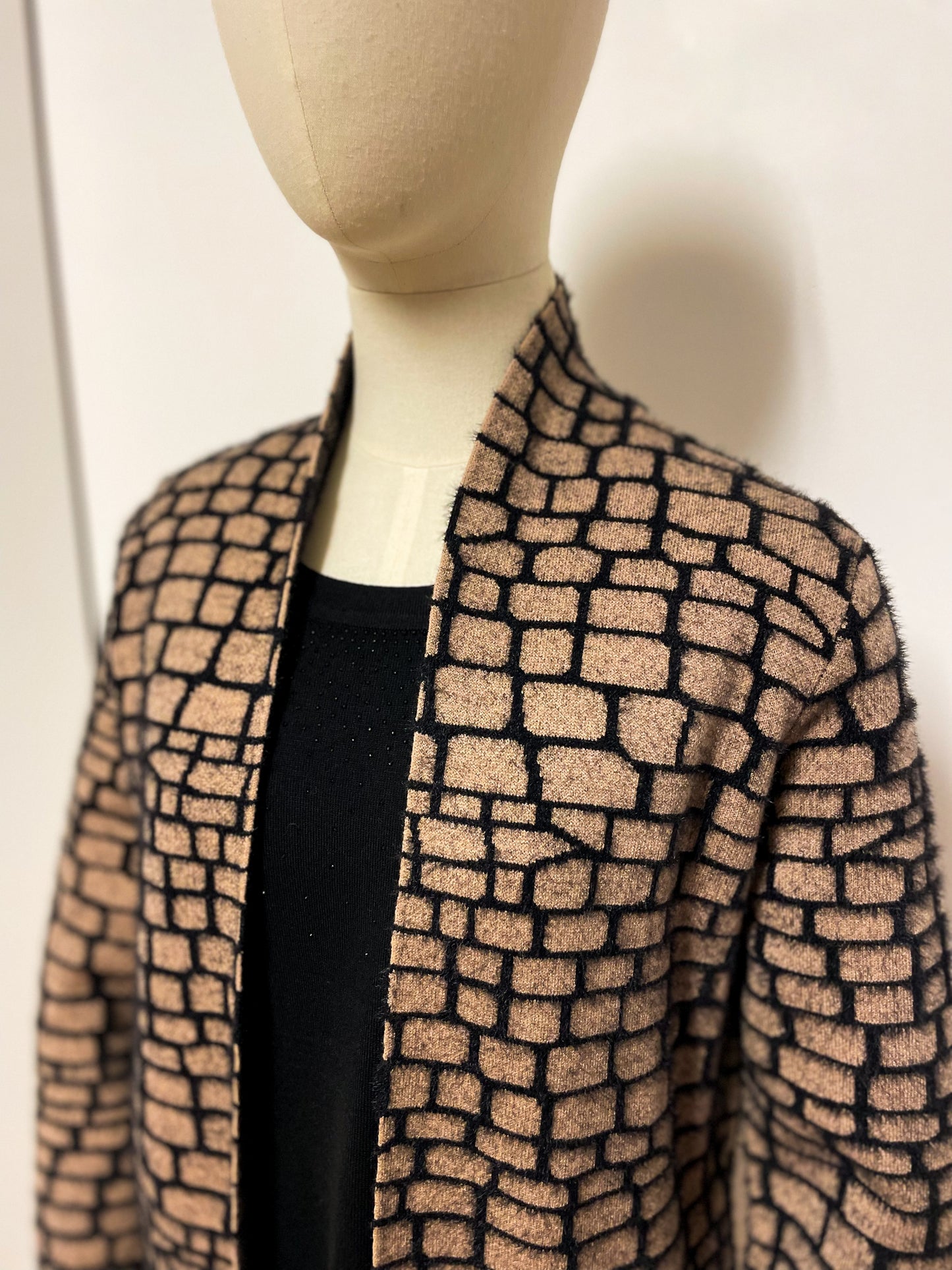 Taupe Printed Longline Cardigan