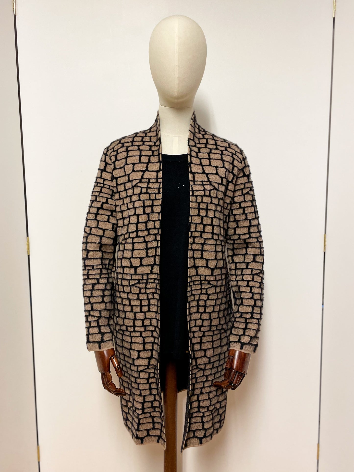 Taupe Printed Longline Cardigan