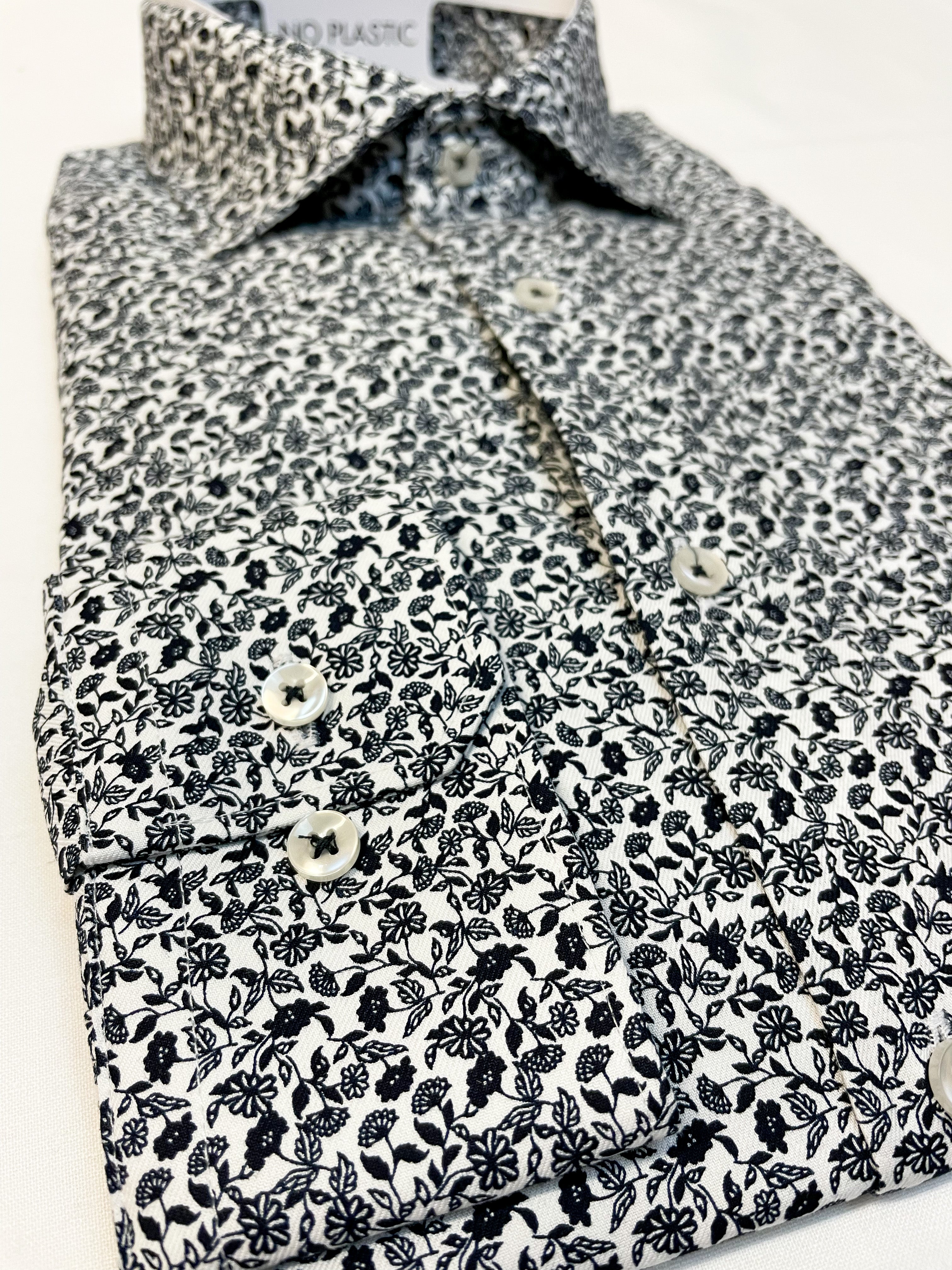 Navy and White Floral Shirt