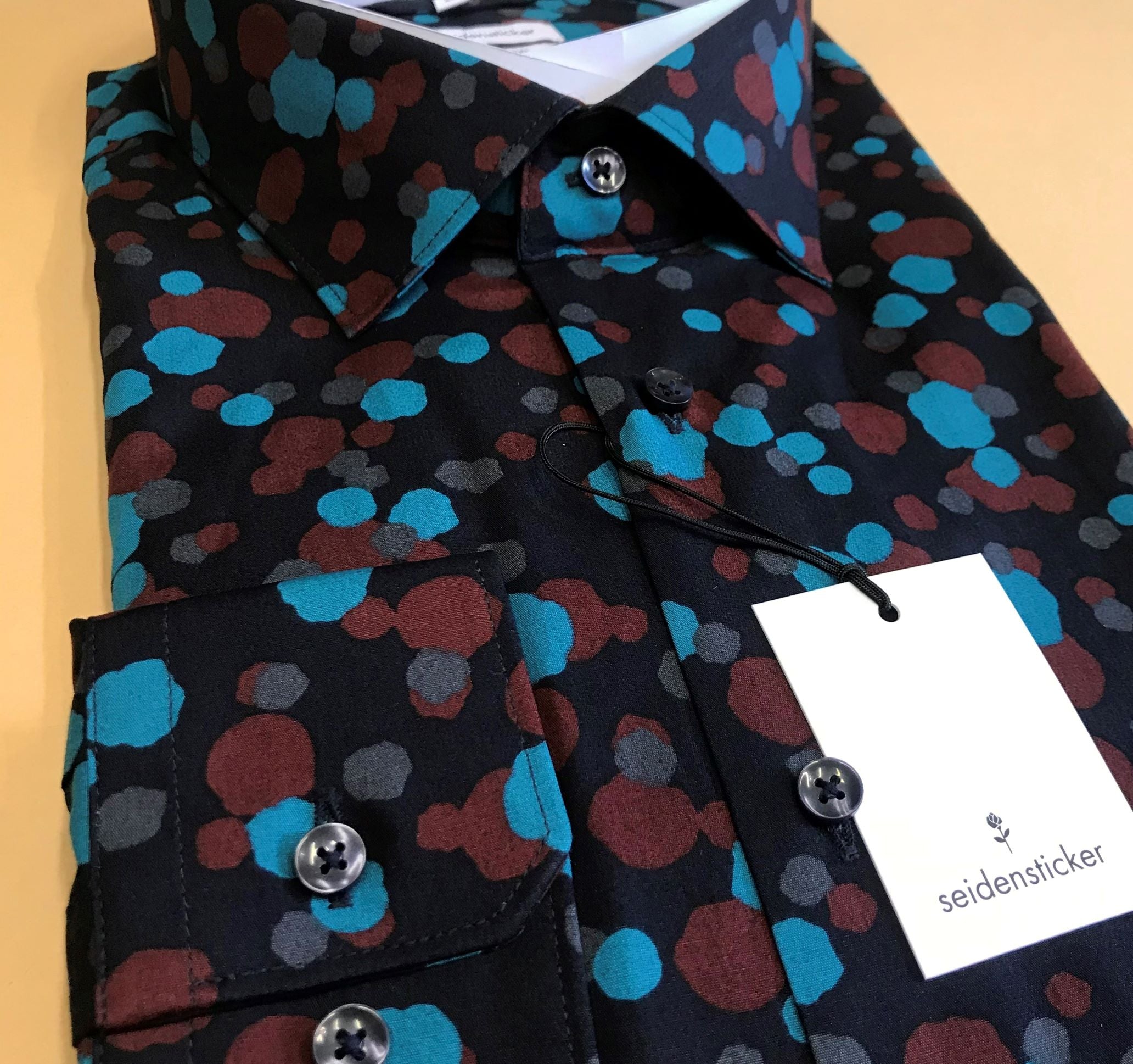 Navy and Teal Spotted Shirt